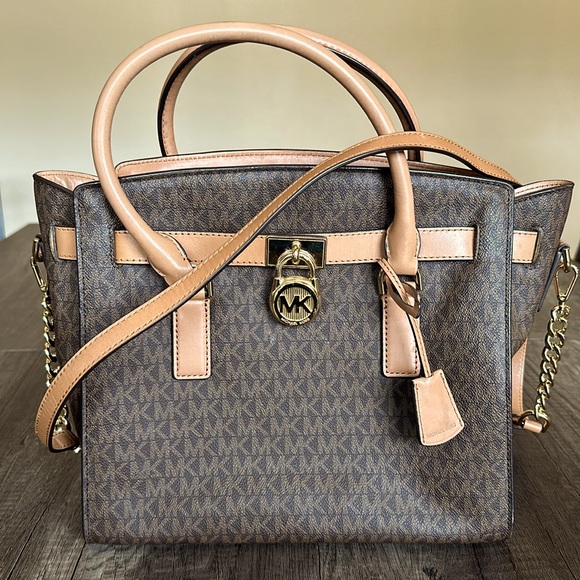 MICHAEL KORS|HAMILTON KORS STUDIO LG EW satchel brown logo - Picture 1 of 15